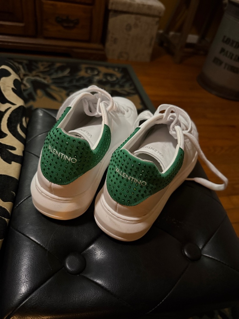 Valentino Sneakers with Green Crystal Heel